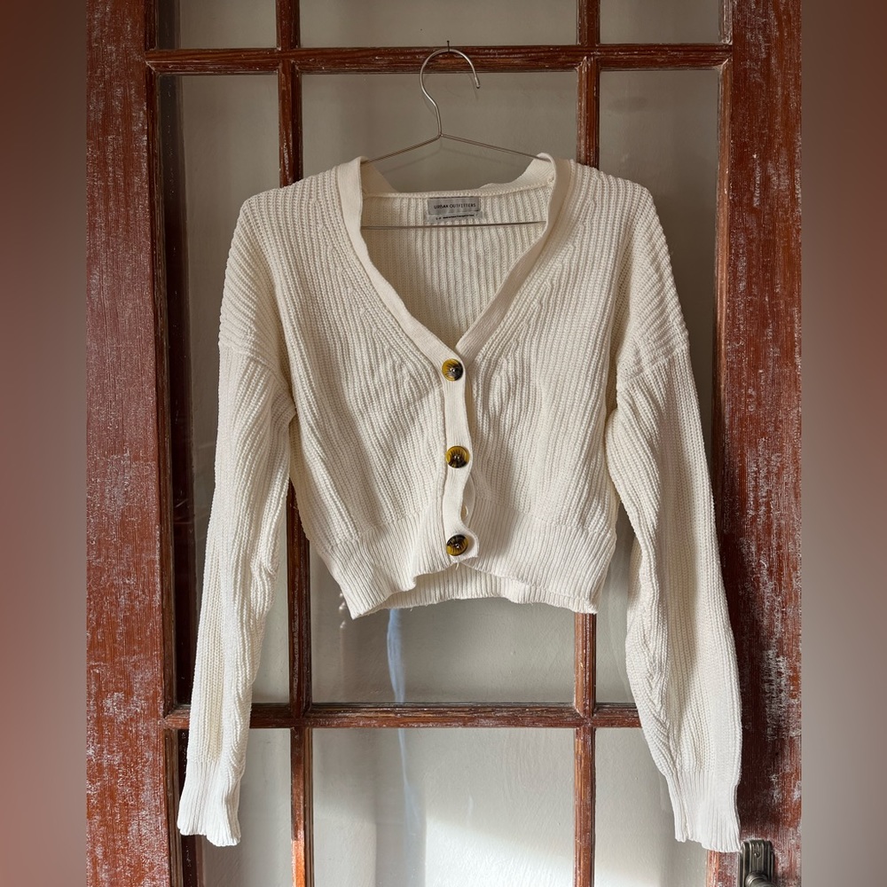 Urban Outfitters Cropped Cream Cardigan